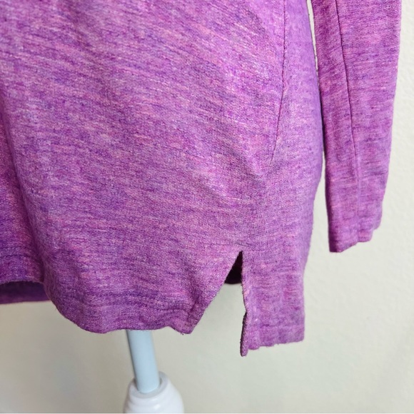 Lou & Grey Pink Mauve Heathered V-Neck Long Sleeve Knit Blouse Top - Picture 3 of 7